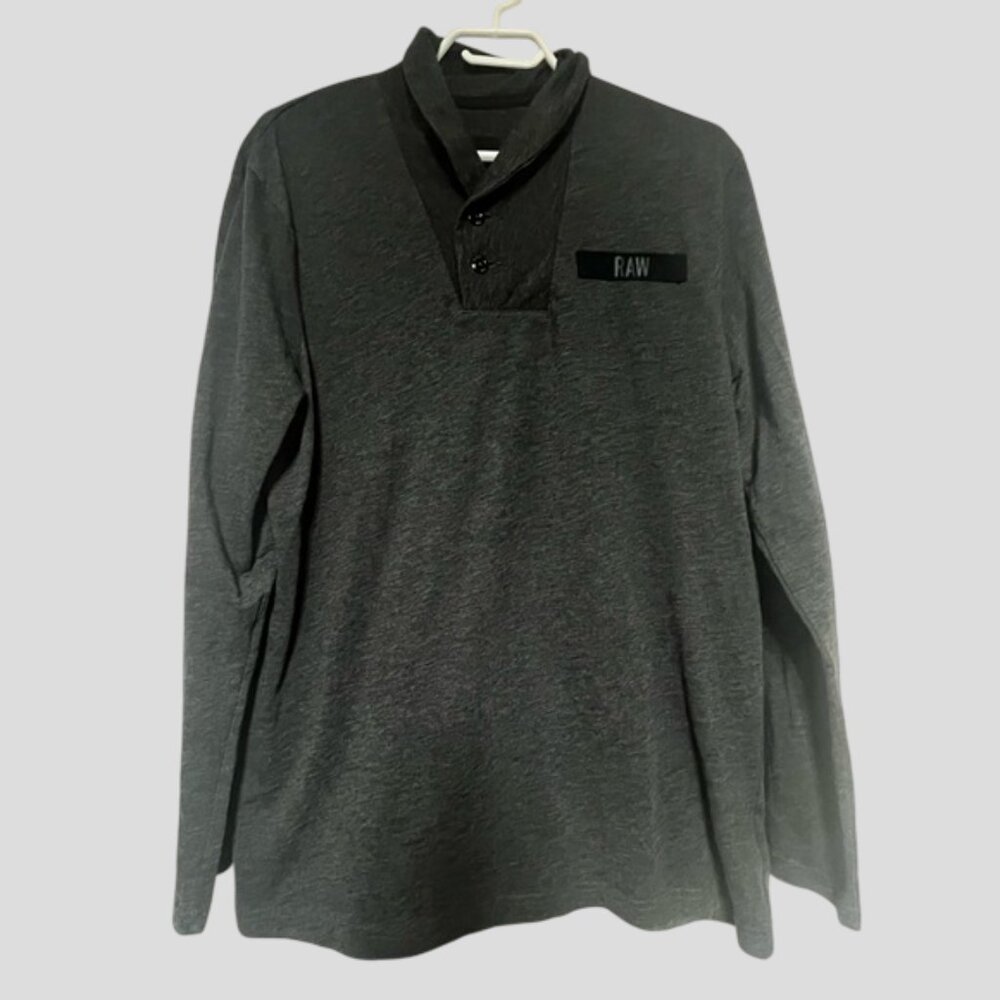 G-STAR RAW Men's Black Hue Gilik Henley Long Sleeve Shirt